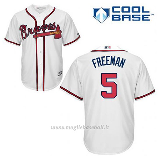 Maglia Baseball Uomo Atlanta Braves 5 Frojodie Freeman Bianco 1ªCool Base